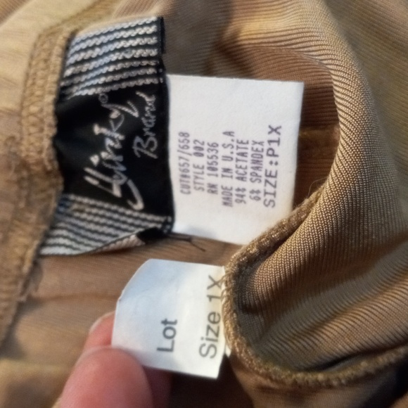 Slinky Brand P1X 1X Pants Light Golden Brown Elastic Waist Stretchy Knit - Picture 2 of 9
